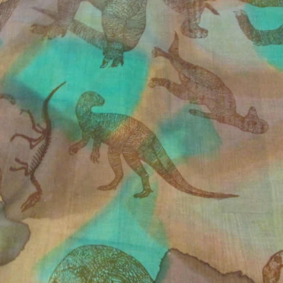 Sheer Silk Scarf with Dinosaurs - Picture 2 of 7